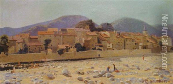 Vue De Vals, En Ardeche Oil Painting - Auguste Bouchet