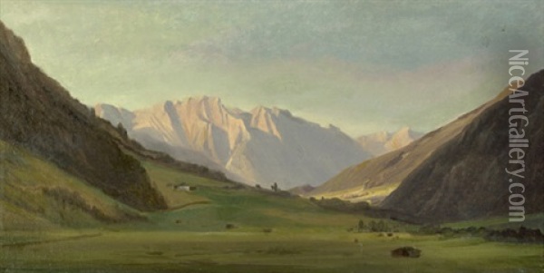 Blick Auf Den Grosen Bettelwurf Bei Hall In Tirol Oil Painting - Carl Maria Nicolaus Hummel