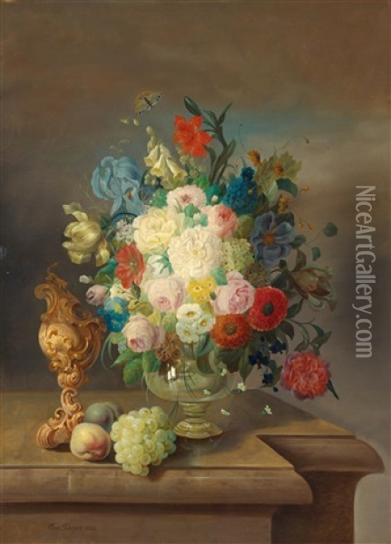 Groses Blumenstuck Mit Fruchten Oil Painting - Eduard Wuger