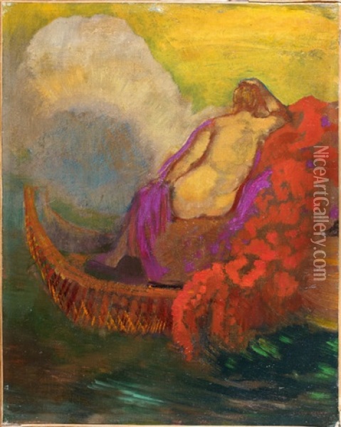 Femme A La Barque Oil Painting - Odilon Redon