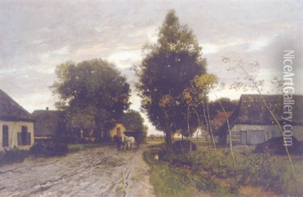 Dorfstrase Oil Painting - Eugen Jettel