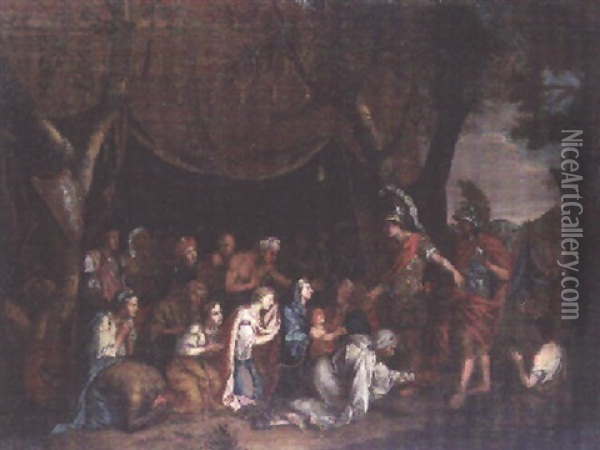 La Famille De Darius Implorant La Clemence D'alexandre Oil Painting - Charles Le Brun