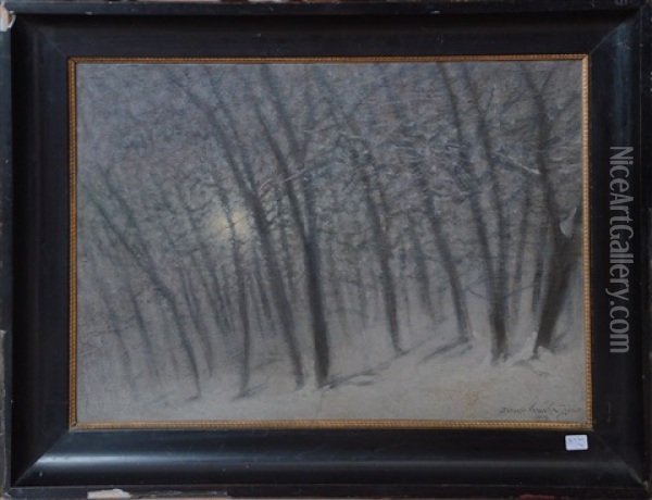 Paysage Enneige Oil Painting - Jeno Szepesi-Kuszka