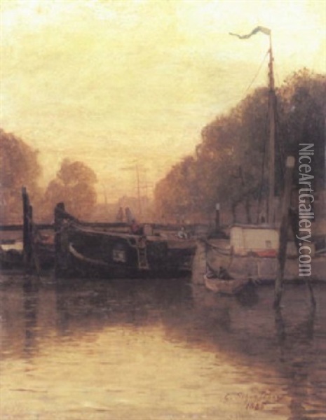 Dordrecht Oil Painting - Gustav Schoenleber