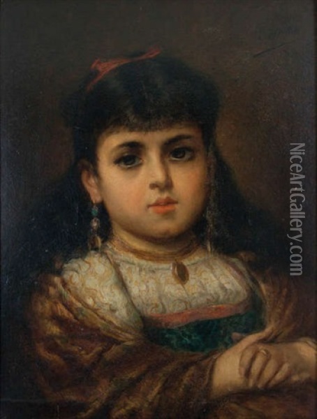 Meisjesportret Oil Painting - Leon Herbo