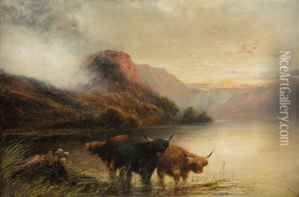 Highland Cattle, Scotland Oil Painting - Charles Jones