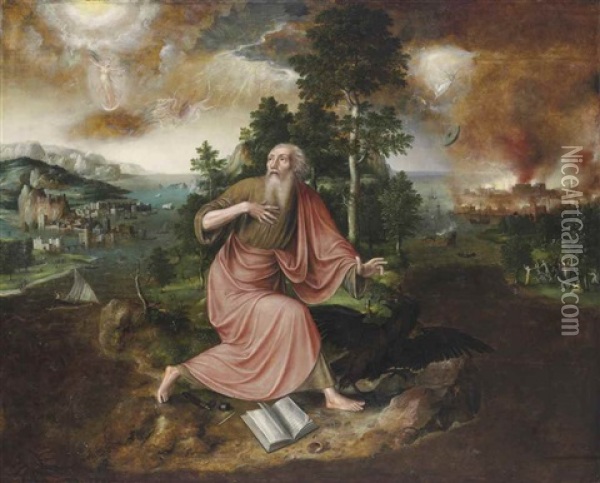 Saint John The Evangelist's Vision Of The Apocalypse On The Island Of Patmos Oil Painting - Jan Massys