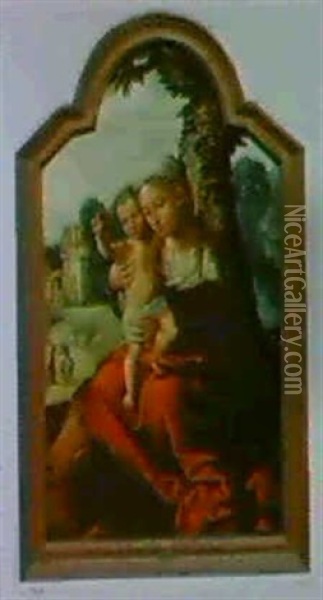 Madonna Und Kind (die Ruhe Auf Der Flucht Nach Agypten) Oil Painting - Jan Sanders (Jan van) Hemessen