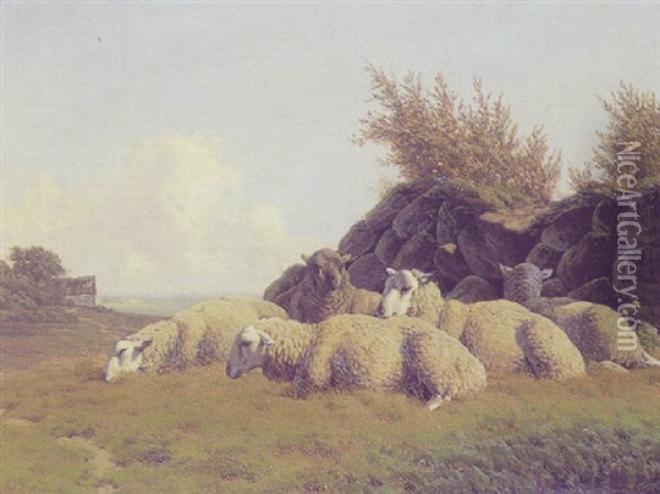 Far Ved Et Stengaerde Oil Painting - Carl Frederik Bartsch