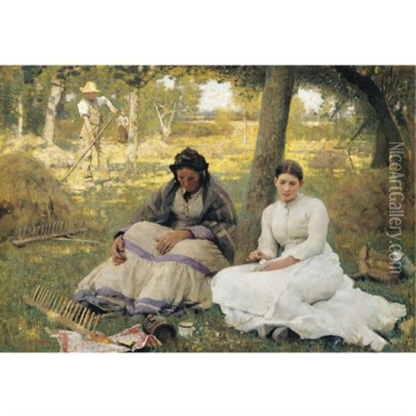 Day Dreams Oil Painting - Sir George Clausen