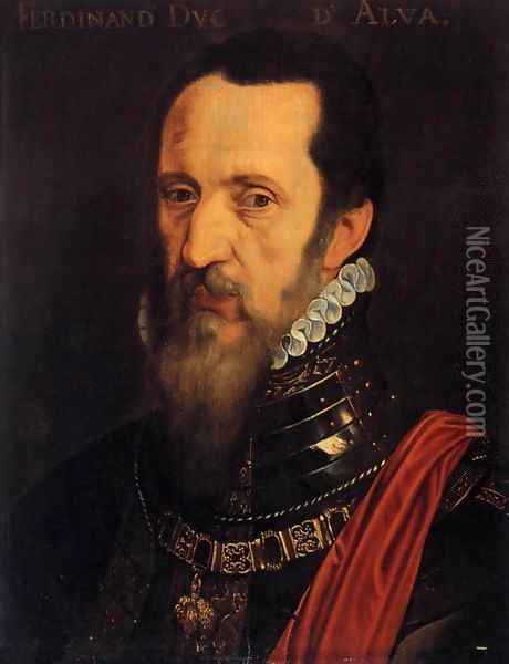 Portrait of Ferdinand Alvarez de Toledo Oil Painting - Willem Adriaensz Key