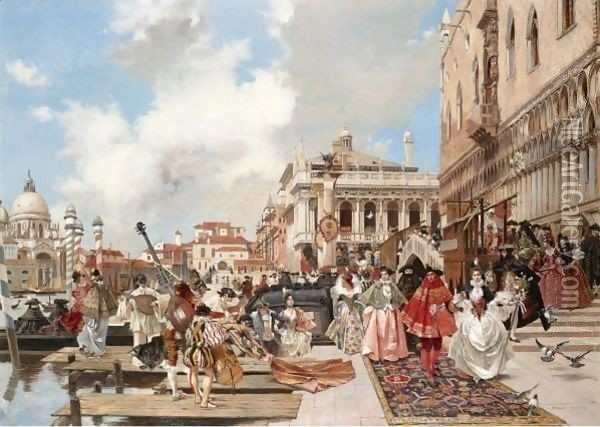 The Carnival, Venice Oil Painting - Francois Flameng