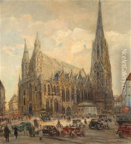 Der Stephansdom In Wien Oil Painting - Otto Hammel