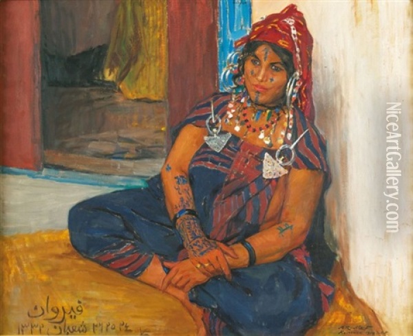 Portrait De Moubekara A Kairouan Oil Painting - Alexandre Roubtzoff