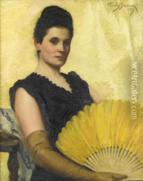 The Yellow Fan Oil Painting - Henry Harris Brown