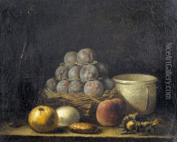 Le Panier De Prune Oil Painting - Jean-Baptiste-Simeon Chardin