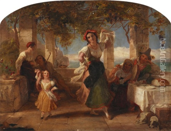 The Tarantella Oil Painting - Thomas Uwins