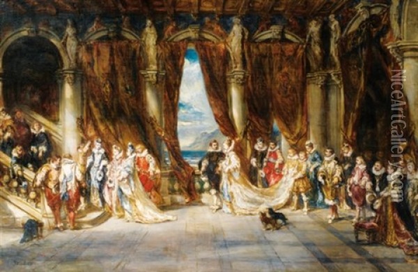 Scene De Bal Oil Painting - Louis-Gabriel-Eugene Isabey