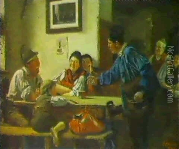 Der Wanderhandler Oil Painting - Theodor Kleehaas