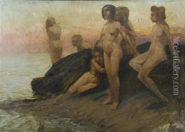 Bathers Oil Painting - Christian Landenberger