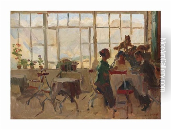 Dinner In A Pension In Pontresina, Switzerland Oil Painting - Isaac Israels