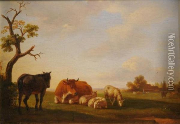 Resting Cattle In The Meadows Oil Painting - Eugene Joseph Verboeckhoven