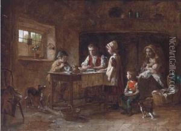 Grace Before Meal Oil Painting - William Hemsley