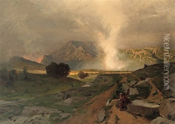 Romantische Gebirgslandschaft Bei Abziehendem Gewitter Oil Painting - Rudolf Huthsteiner