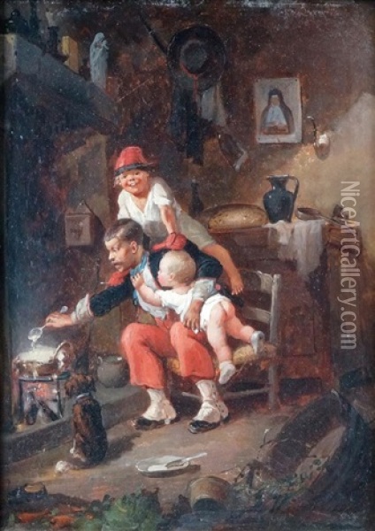 Les Polissons Oil Painting - Francois-Louis Lanfant