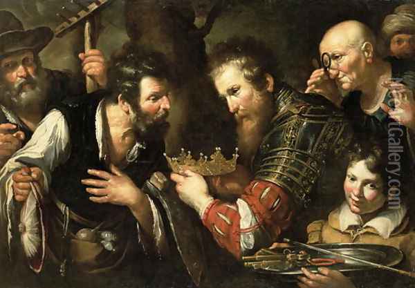Alexander the Great 356-323 BC Restoring the Throne Usurped from Abdolomino Oil Painting - Bernardo Strozzi