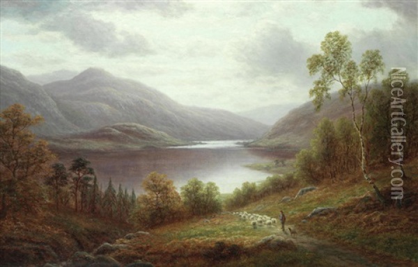 Thirlmere From The Hills, Cumberland Oil Painting - William Mellor