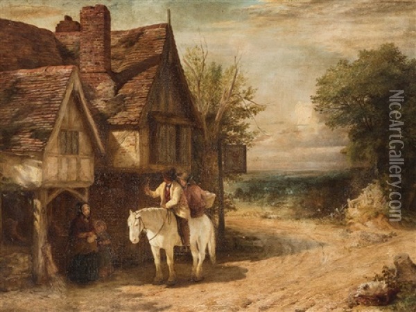 Traveler On Horseback, Oil Oil Painting - George Bernard O'Neill