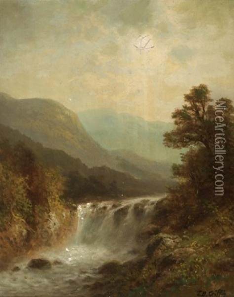 Landscape With Waterfall Oil Painting - Thomas Bailey Griffin