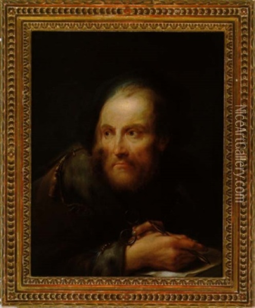 Ritratto Di Uomo Che Scrive Una Lettera Oil Painting - Giuseppe Nogari