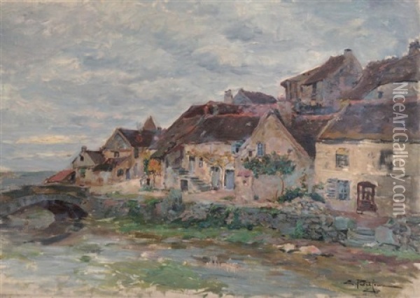 Petit Pont Au Pied D'un Hameau Oil Painting - Edmond Marie Petitjean