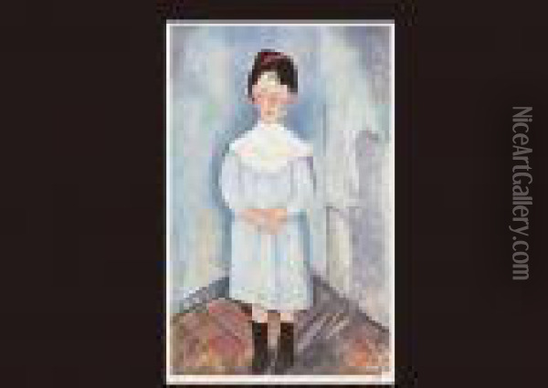 Girl With Blue Clothes Oil Painting - Amedeo Modigliani