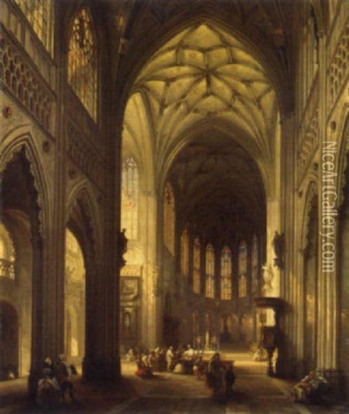 Das Innere Der Kathedrale Von Luttich (liege) Oil Painting - Jules Victor Genisson