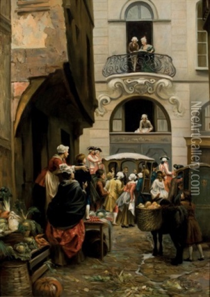 Recibimiento A Voltaire Oil Painting - Antoine Leloir
