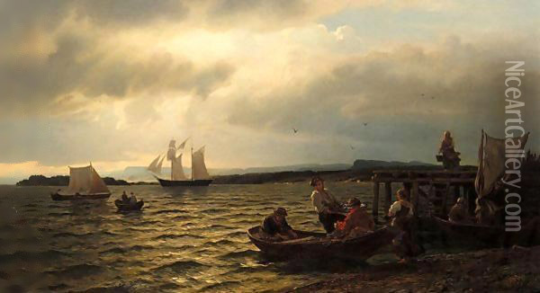 Landing The Catch Oil Painting - Theodore Gerard