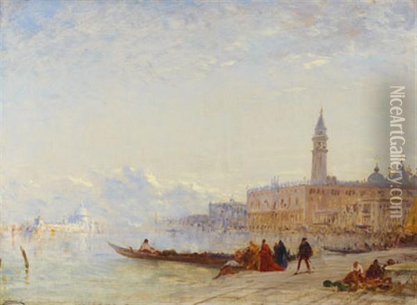 Vue Du Palais Des Doges Depuis Le Quai Des Esclavans Oil Painting - Felix Ziem