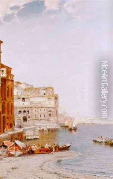 The Ruins Of The Palace Of Donna Anna, Naples Oil Painting - Arthur Joseph Meadows