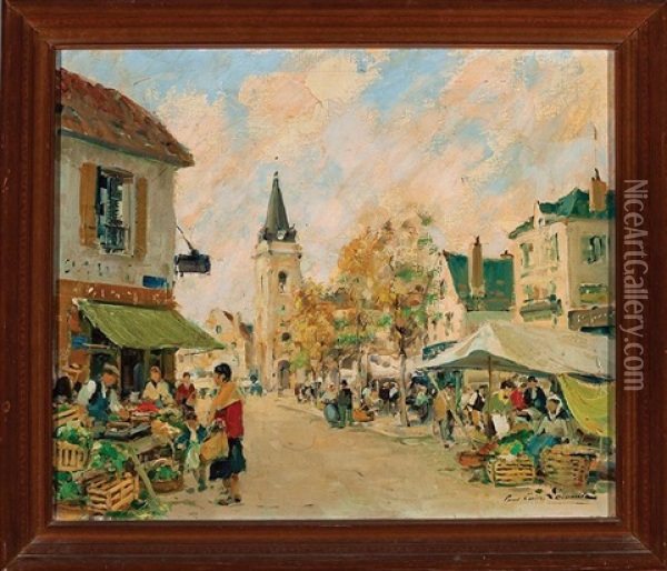 Village Market Oil Painting - Paul Emile Lecomte