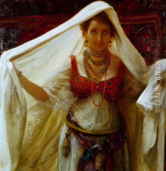 Orientale Au Voile Blanc Oil Painting - Fabio Fabbi