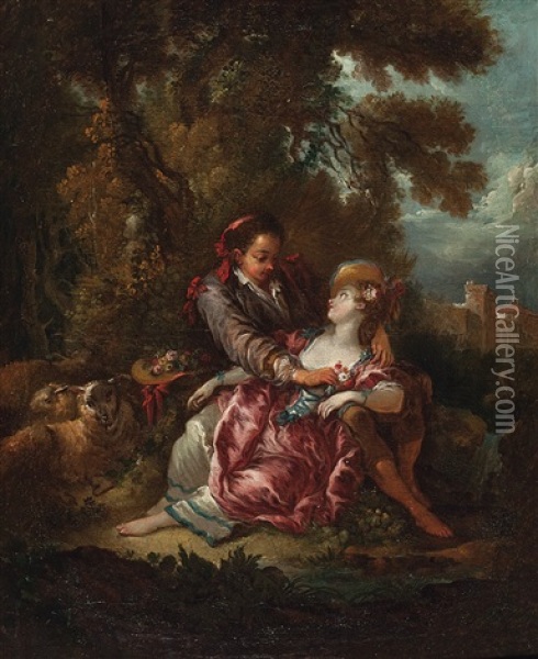 Gegenstucke. Schaferszenen Oil Painting - Jean-Honore Fragonard