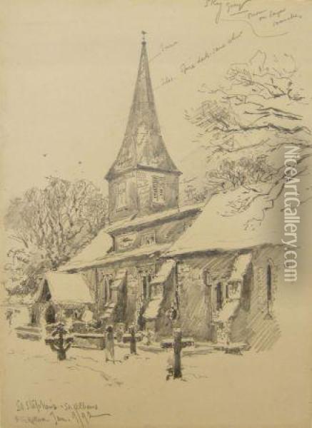 St Stephens St Albans Oil Painting - Frederick George Kitton