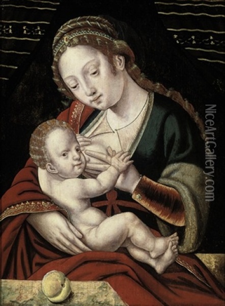 The Virgin And Child Oil Painting -  Master of the Parrot