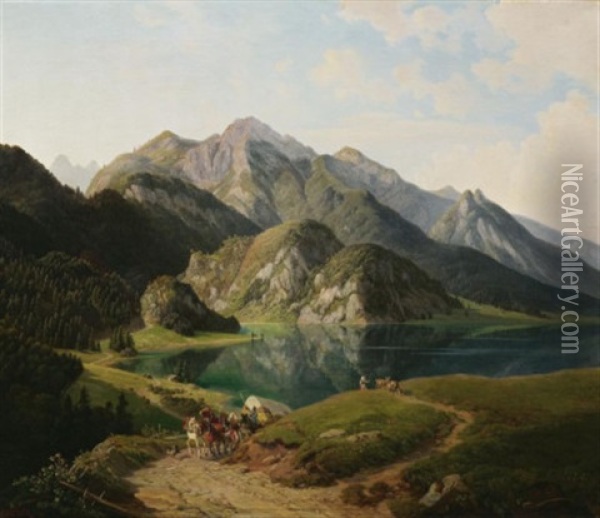 Alpsee Bei Hohenschwangau Oil Painting - Michael Lueger