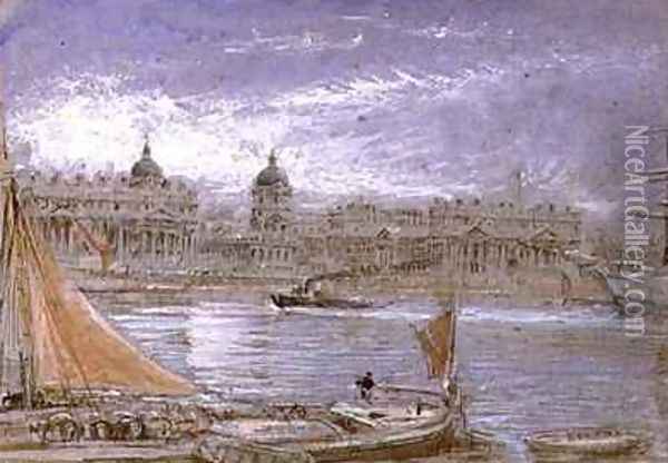 View of Greenwich from the Thames Oil Painting - Albert Goodwin
