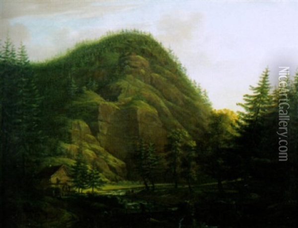Alppimaisema Oil Painting - Johann Friedrich Weitsen