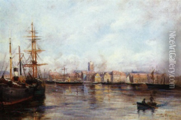 Le Port Oil Painting - Edmond Marie Petitjean